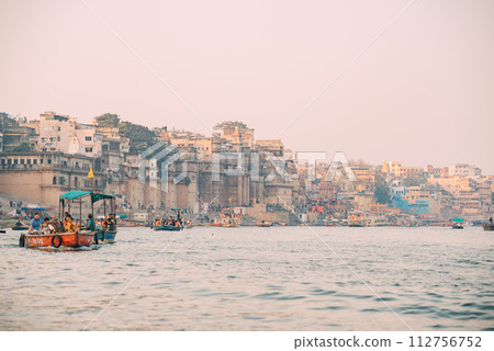 sunset on the ganges river sunset on the ganges river 112756752