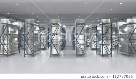 Heap of silver ingots in bank vault safe 112757036