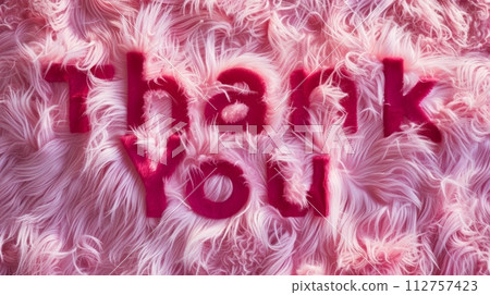 AI-generated content. Rose Fur Thank you concept creative art poster. Words Thank you made in textured lettering. Horizontal Illustration. Ai Generated Gratitude and Appreciation Symbol. 112757423