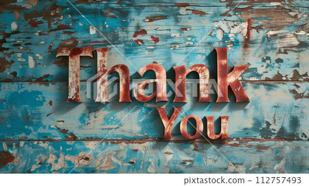 AI-generated content. Paper Thank you concept creative art poster. Words Thank you made in textured lettering. Horizontal Illustration. Ai Generated Gratitude and Appreciation Symbol. 112757493