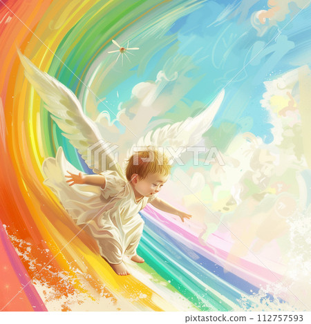 彩虹和小天使的插圖 彩虹和小天使的插圖 112757593