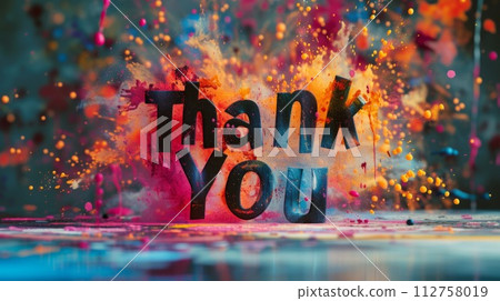AI-generated content. Glossy Surface Thank you concept creative art poster. Words Thank you made in textured lettering. Horizontal Illustration. Ai Generated Gratitude and Appreciation Symbol. 112758019