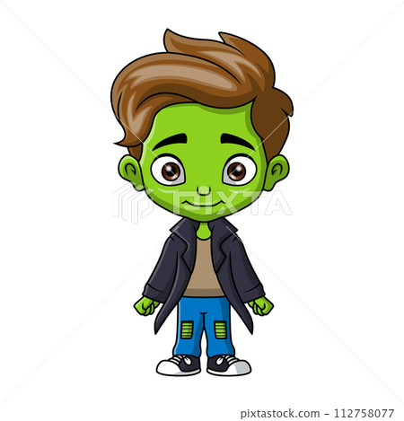 Boy cartoon wearing costume Frankenstein Boy cartoon wearing costume Frankenstein 112758077