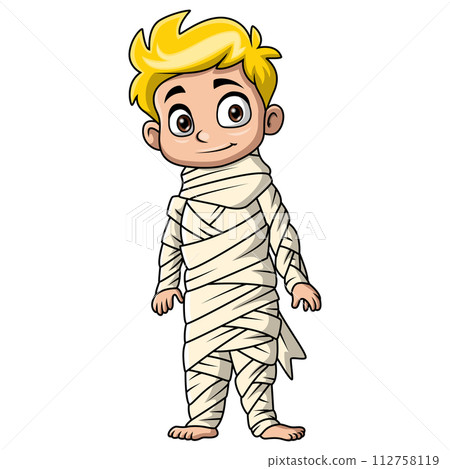 Cute mummy boy cartoon on white background Cute mummy boy cartoon on white background 112758119
