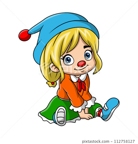 Cute girl wearing costume clown 112758127