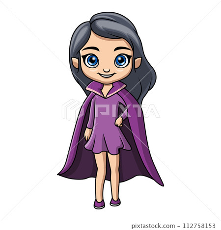 Cute little girl cartoon wearing devil costume Cute little girl cartoon wearing devil costume 112758153