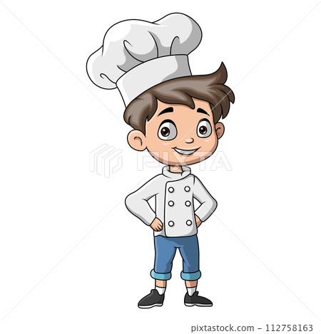 Boy cartoon wearing costume chef 112758163