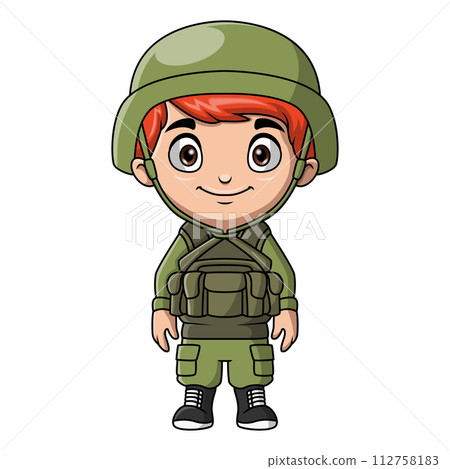Boy cartoon wearing costume army Boy cartoon wearing costume army 112758183