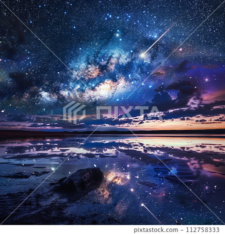 銀河流動的河流和星空的風景 112758333