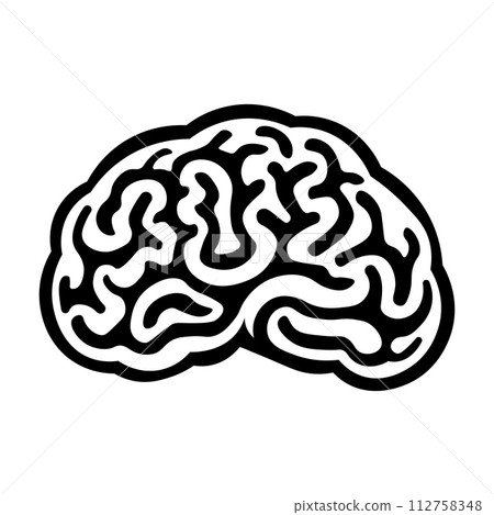 black vector brain icon on white background 112758348
