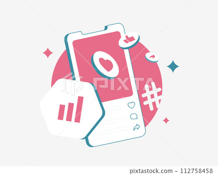 Influencer marketing stats, social media analytics visuals, influencer data charts, SMM insights illustrations, social media marketing ROI graphs. Isolated on white background vector illustration Influencer marketing stats, social media analytics visuals, influencer data charts, SMM insights illustrations, social media marketing ROI graphs. Isolated on white background vector illustration 112758458