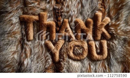 AI-generated content. Brown Fur Thank you concept creative art poster. Words Thank you made in textured lettering. Horizontal Illustration. Ai Generated Gratitude and Appreciation Symbol. AI-generated content. Brown Fur Thank you concept creative art poster. Words Thank you made in textured lettering. Horizontal Illustration. Ai Generated Gratitude and Appreciation Symbol. 112758590