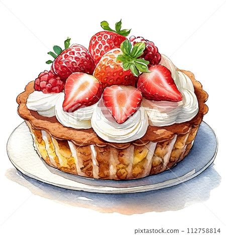 白色背景上的草莓餡餅圖解 112758814
