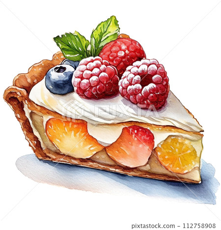 Fruit tart illustration cutout on white background 112758908