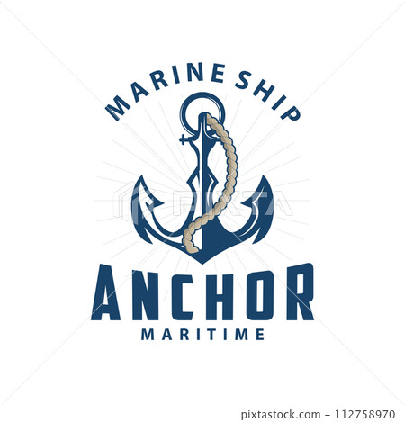 Marine ship vector anchor logo simple minimalist design anchor illustration simple marine symbol template Marine ship vector anchor logo simple minimalist design anchor illustration simple marine symbol template 112758970