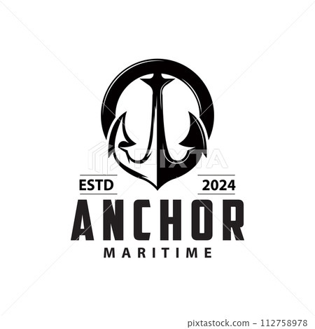 Marine ship vector anchor logo simple minimalist design anchor illustration simple marine symbol template 112758978