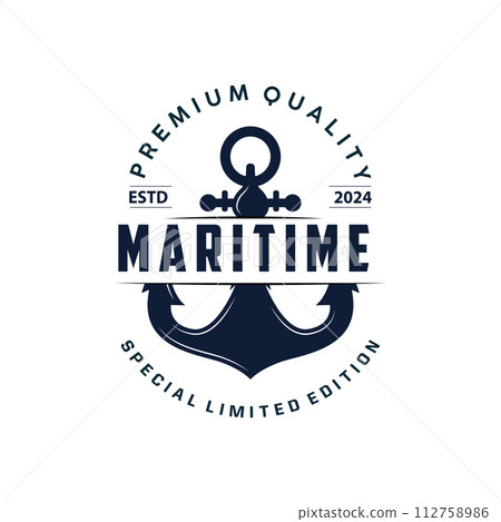 Marine ship vector anchor logo simple minimalist design anchor illustration simple marine symbol template Marine ship vector anchor logo simple minimalist design anchor illustration simple marine symbol template 112758986