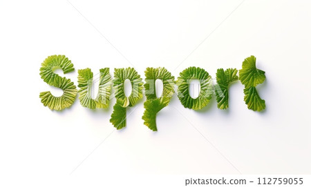 AI-generated content. The Word Support created in Gingko Leaf Letters. Decorative lettering of the word Support. Help and Assistance Concept. Creative postcard. Ai Generated Digital art poster. AI-generated content. The Word Support created in Gingko Leaf Letters. Decorative lettering of the word Support. Help and Assistance Concept. Creative postcard. Ai Generated Digital art poster. 112759055