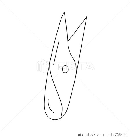 Vector thread cutter. Doodle illustration of sewing cutter. fabric cutter isolated on white background Vector thread cutter. Doodle illustration of sewing cutter. fabric cutter isolated on white background 112759091