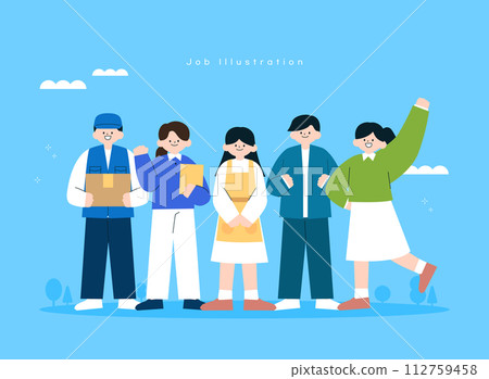 Illustration of various occupational workers 112759458