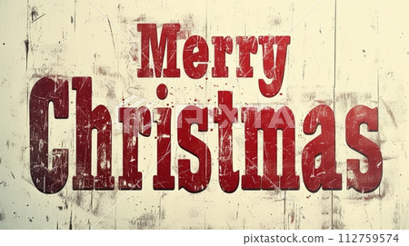 AI-generated content. Words Merry Christmas created in Vintage Typography. Decorative lettering of words Merry Christmas. Holiday Concept. Creative postcard. Ai Generated Digital art poster. 112759574