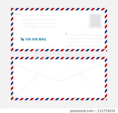 航空郵件信封正面和背面的實際尺寸 112759858