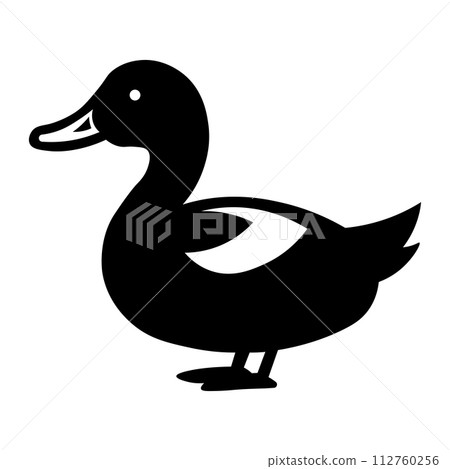 black vector duck icon on white background 112760256