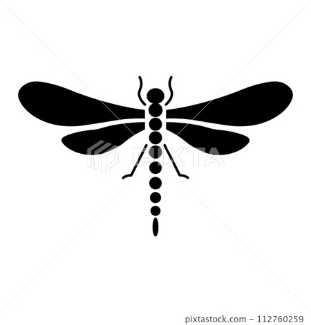 black vector dragonfly icon on white background black vector dragonfly icon on white background 112760259