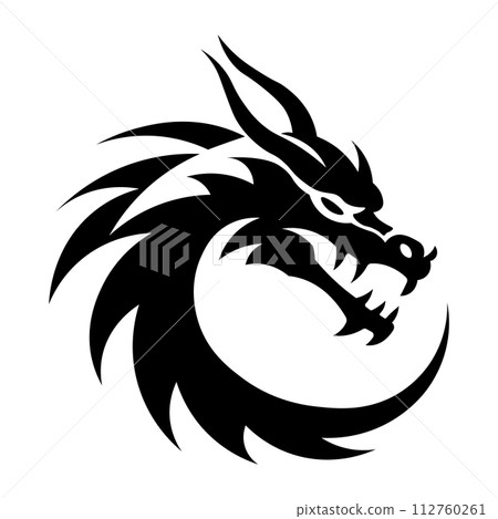 black vector dragon icon on white background 112760261