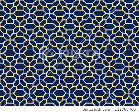 The geometric pattern with lines. Seamless vector background. Golden and dark blue texture. Graphic modern pattern. Simple lattice graphic design The geometric pattern with lines. Seamless vector background. Golden and dark blue texture. Graphic modern pattern. Simple lattice graphic design 112760460