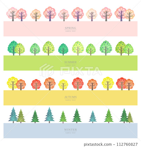 四個季節樹水平背景插畫素材（向量版） 112760827