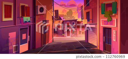 Italian town street at sunset Italian town street at sunset 112760969