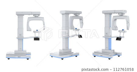Set of x-ray scanner machines for dental treatment isolated 112761058