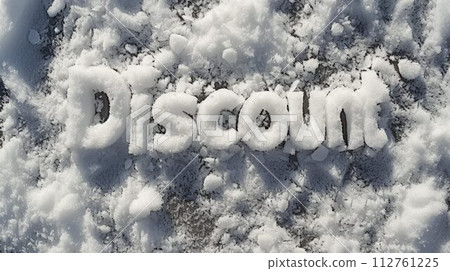 AI-generated content. Snow Discount concept creative horizontal art poster. Word Discount made in textured lettering. Horizontal Illustration. Ai Generated Marketing and sales Symbol. 112761225