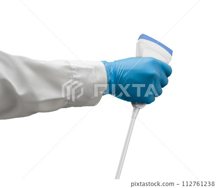 Sonographer with ultrasound machine isolated 112761238