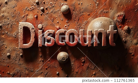 AI-generated content. Mars Discount concept creative horizontal art poster. Word Discount made in textured lettering. Horizontal Illustration. Ai Generated Marketing and sales Symbol. 112761365