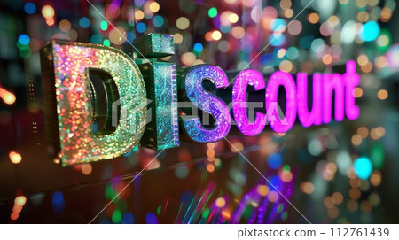 AI-generated content. Holo Glass Discount concept creative horizontal art poster. Word Discount made in textured lettering. Horizontal Illustration. Ai Generated Marketing and sales Symbol. AI-generated content. Holo Glass Discount concept creative horizontal art poster. Word Discount made in textured lettering. Horizontal Illustration. Ai Generated Marketing and sales Symbol. 112761439