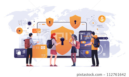 people using financial security money protection application reliability stability growth fintech business investment concept 112761642