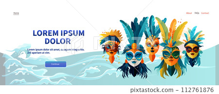 colorful masks brazilian festival holiday celebration greeting invitation postcard culture and tradition carnival party concept 112761876