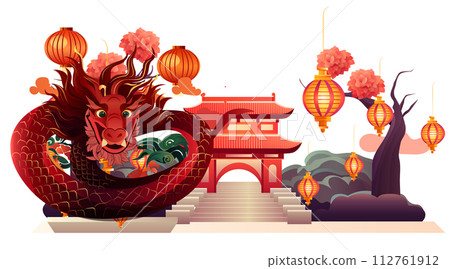 chinese new year of dragon icon zodiac sign for greeting card asian flyer invitation poster horizontal chinese new year of dragon icon zodiac sign for greeting card asian flyer invitation poster horizontal 112761912