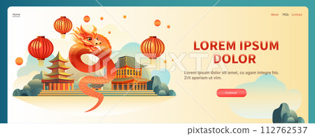 chinese new year of dragon icon zodiac sign for greeting card asian flyer invitation poster horizontal copy space chinese new year of dragon icon zodiac sign for greeting card asian flyer invitation poster horizontal copy space 112762537