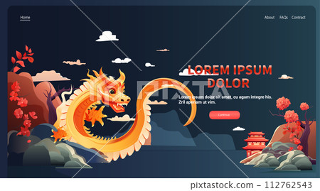 chinese new year of dragon icon zodiac sign for greeting card asian flyer invitation poster horizontal copy space chinese new year of dragon icon zodiac sign for greeting card asian flyer invitation poster horizontal copy space 112762543