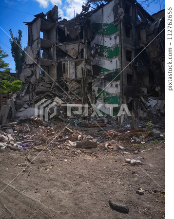Destroyed building during the armed conflict Destroyed building during the armed conflict 112762656