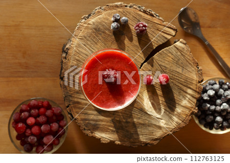 Dessert with frozen berries . Dessert with frozen berries . 112763125