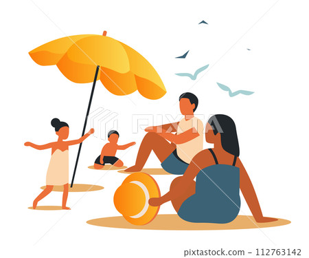 tourists in swimsuits relaxing on tropical beach people enjoying summer vacation time to travel concept horizontal 112763142