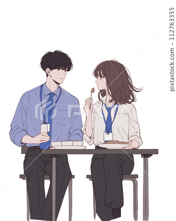 商人在午休時吃午餐，公務員風格 112763355