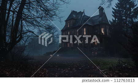 Western-style building with an eerie atmosphere 112763813