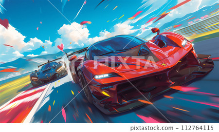 Motorsport racing car illustration 112764115