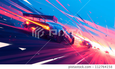 Motorsport racing car illustration 112764158
