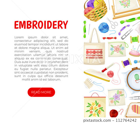 Embroidery and Handmade Craft Banner Design Vector Template 112764242
